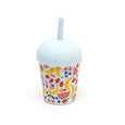 Tumbler with fruit pattern on a white background