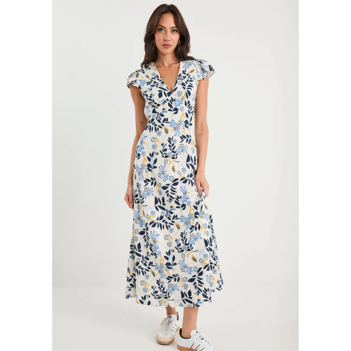Sweetie Floral Prairie Cap Sleeve Bias Maxi Dress