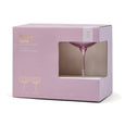 Pink packaging box with a glass design, featuring the brand 'hers&him'.