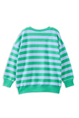 Green and white striped sweater on a white background