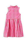 Milky Pink and red checkered dress on a white background