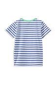 Blue and white striped t-shirt on a white background