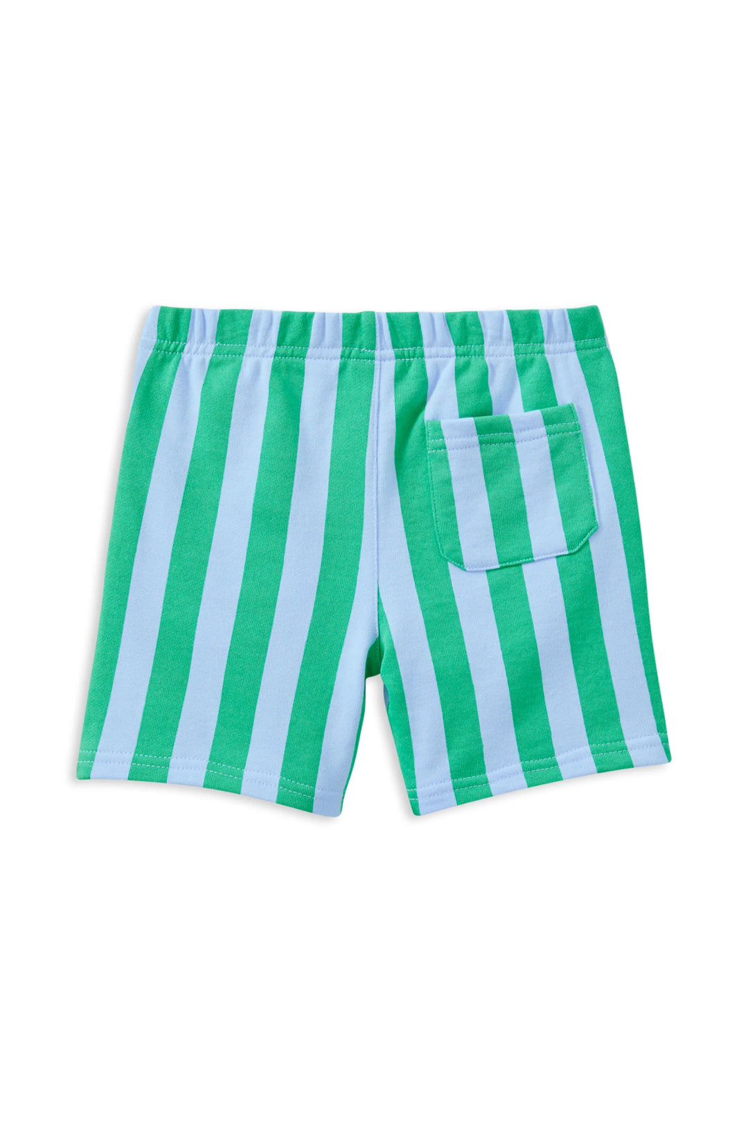 Green and white striped shorts on a white background