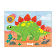 Children's dinosaur puzzle with a colorful background