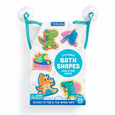 Packaging of Mudpuppy stickable bath shapes with dinosaur designs on a white background