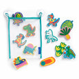 Colorful magnetic toys on a white background