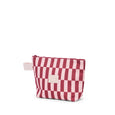 Red and white checkered pouch on a white background