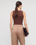 Arden Cutout Knit Top - Chocolate