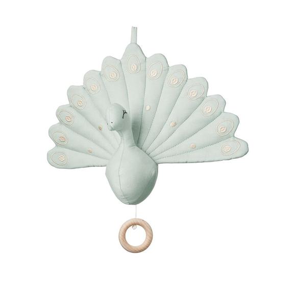 musical peacock mobile/mint