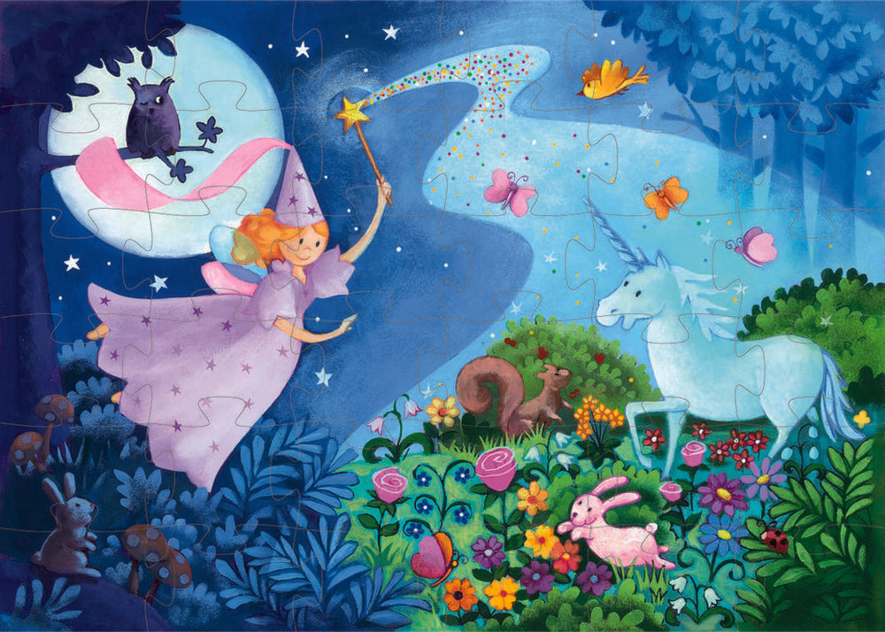 Djeco  36 piece fairy + unicorn puzzle available from www.thecollectivenz.com