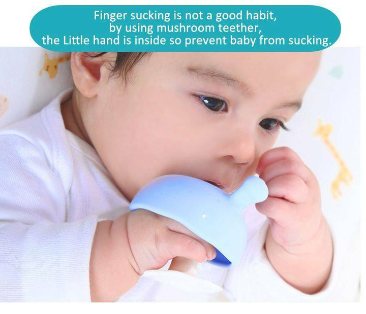 Mombella soothing mushroom teether available from www.thecollectivenz.com