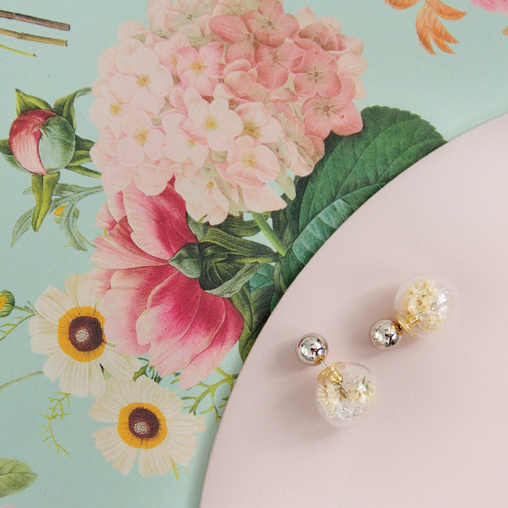 Fantasy Bubble Studs Flower white/silver