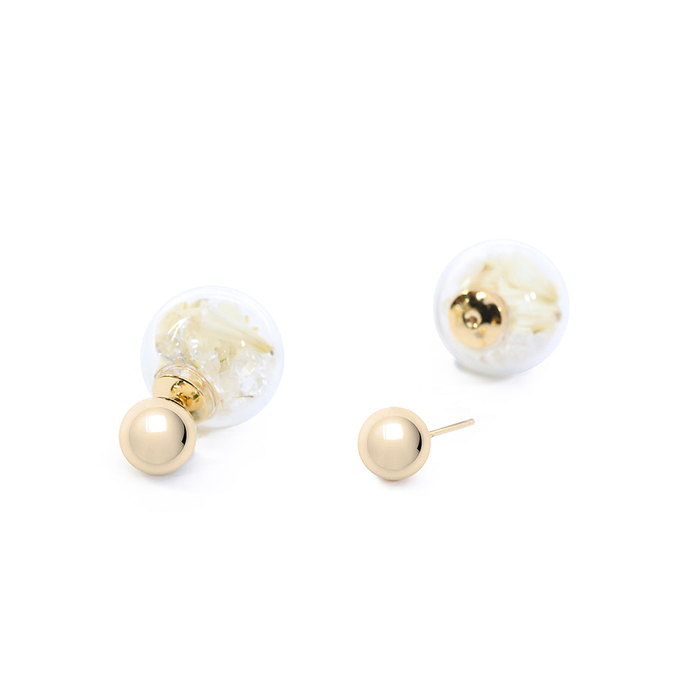 Fantasy Bubble Studs - Flower white/gold