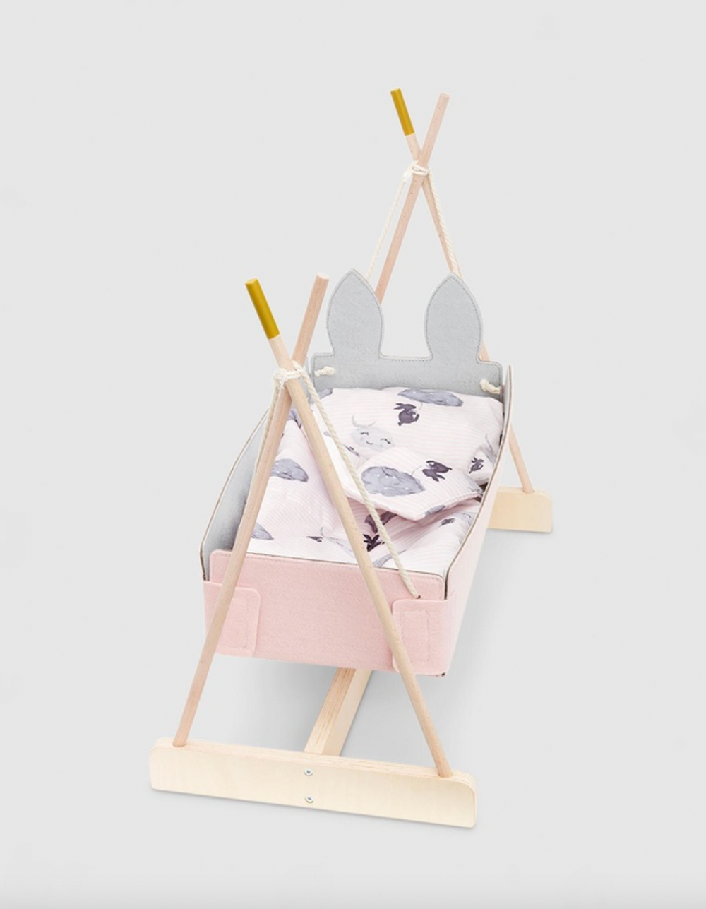 Skrallen felt rocking dolls cradle available from www.thecollectivenz.com