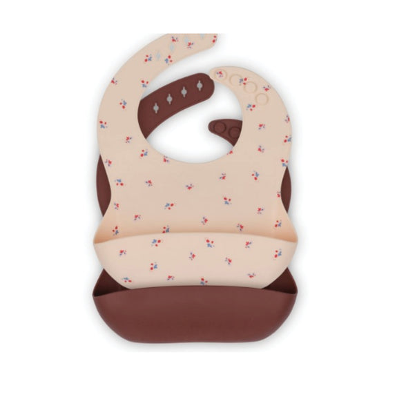Konges 2 pack Silicone baby bibs - Bloom / Bordeaux