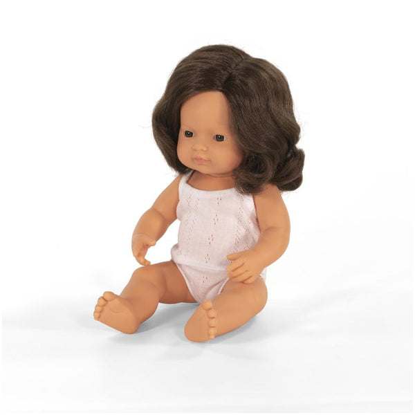 Miniland Anatomically correct baby doll 38cm - Brunette Caucasian / Girl