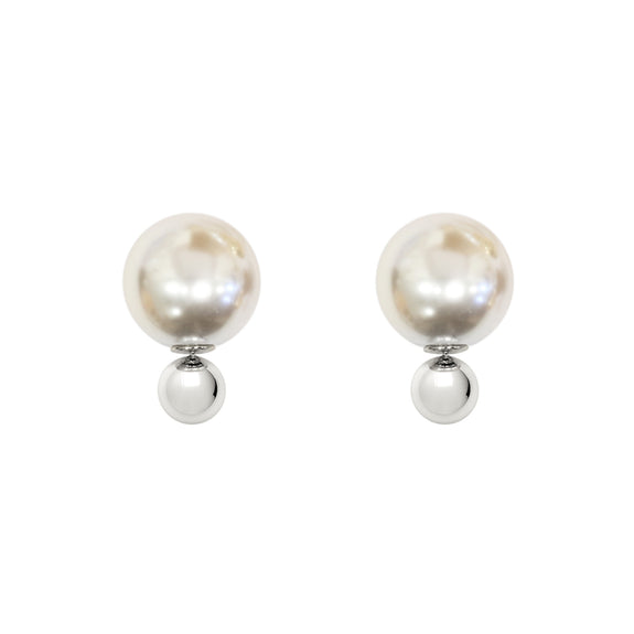 Pearl/Silver Bubble Studs