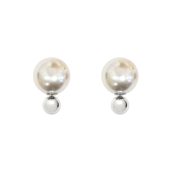 Pearl/Silver Bubble Studs