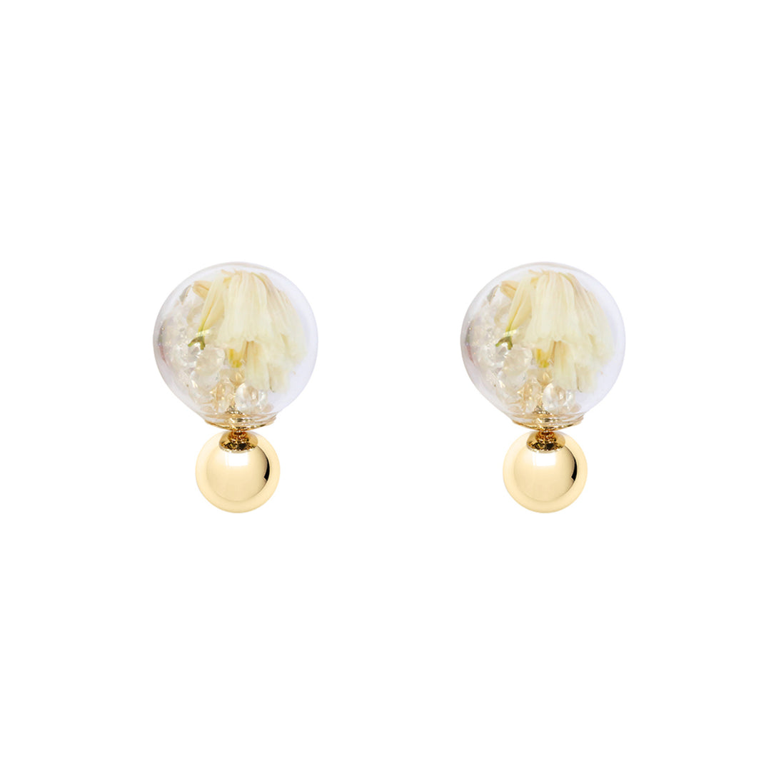 Fantasy Bubble Studs - Flower white/gold