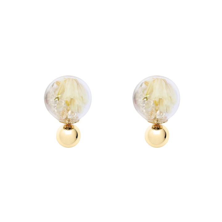 Fantasy Bubble Studs - Flower white/gold
