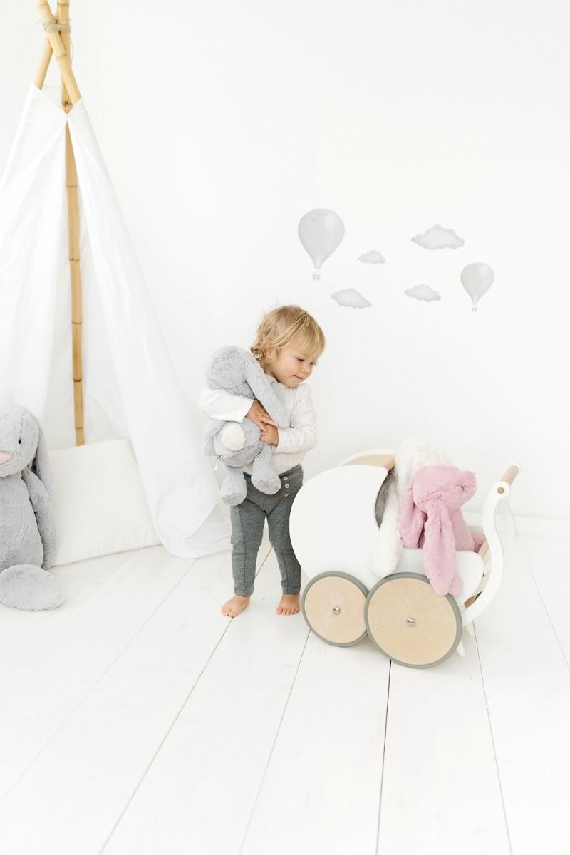 Dolls Pram + First Walker - White