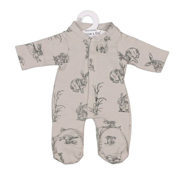 Burrow & Be grey burrowers dolls sleepsuit available from www.thecollectivenz.com