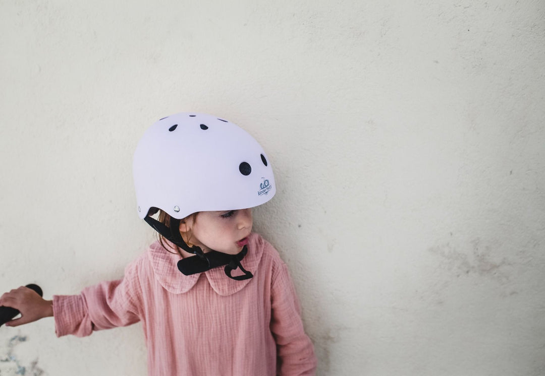 Kinderfeet matt rose helmet available from www.thecollectivenz.com