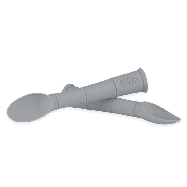 Petite Eats Silicone spoon set (Twin Pack) - Pewter