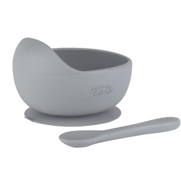 Petite Eats Silicone bowl + Spoon - Pewter